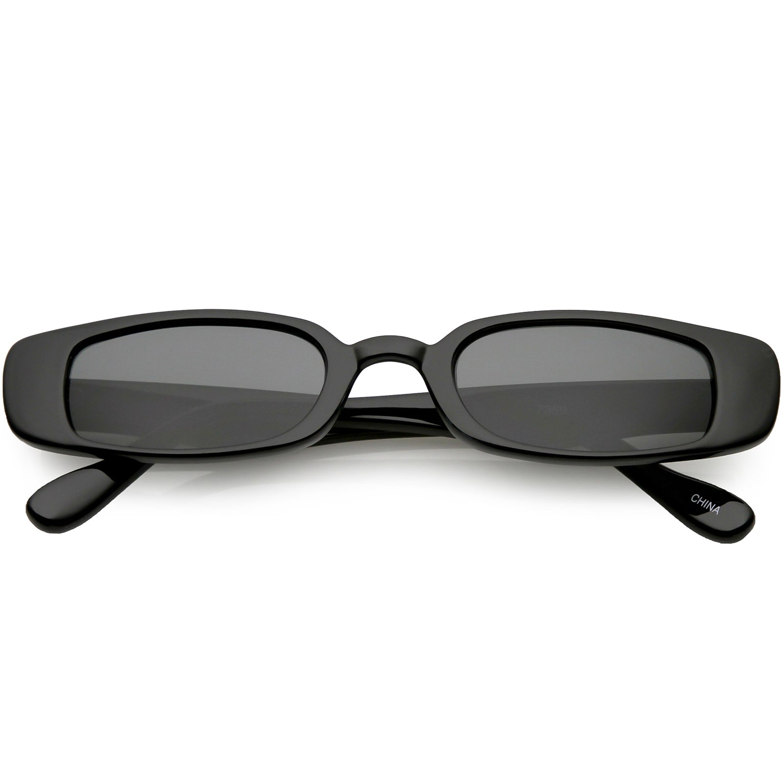 Extreme Thin Small Rectangle Sunglasses Neutral Colored Lens 49mm - sunglass .la