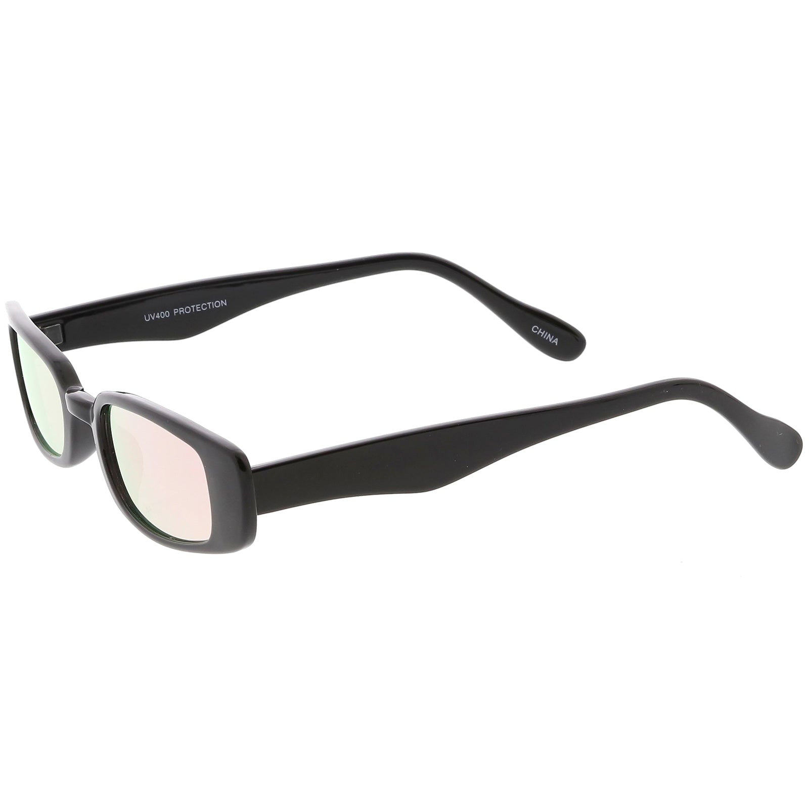 Mens Square Rectangular Fashion Sunglasses Black Frame Mirror Lens UV 400