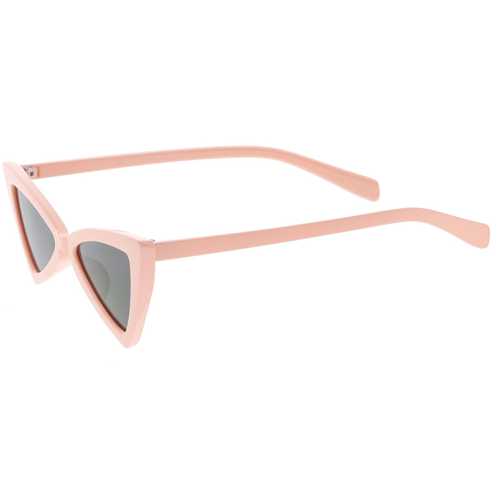 Women's Thin Extreme Cat Eye Sunglasses Neutral Colored Flat Lens 51mm, Pink / Smoke