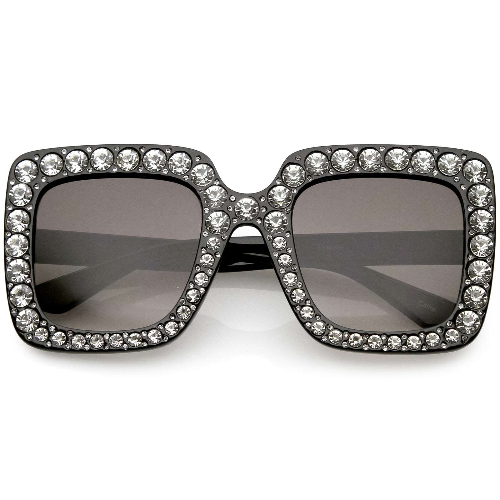 Designer Oversize Square Sunglasses Crystal Rhinestone Gradient Lens 5 sunglass.la