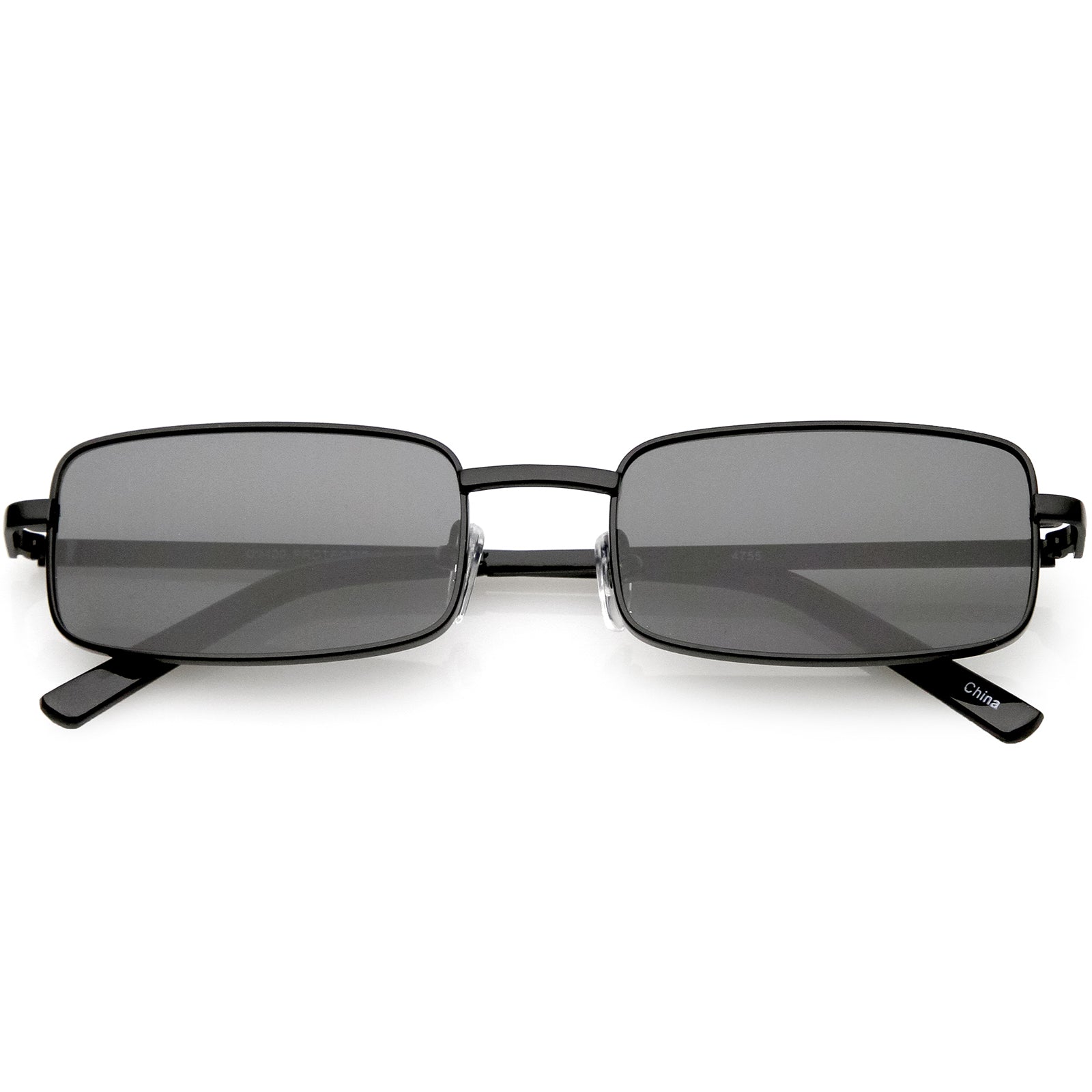 Classic Small Metal Rectangle Sunglasses Neutral Colored Flat Lens 54m sunglass.la