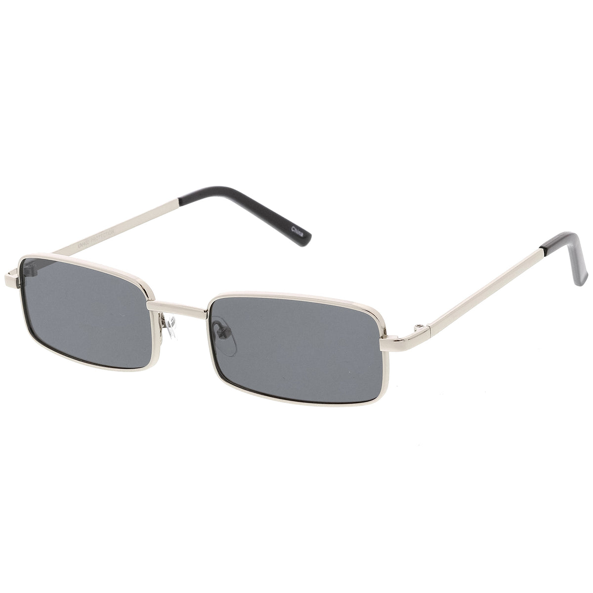 Classic Small Metal Rectangle Sunglasses Neutral Colored Flat Lens 54m Sunglassla 8405