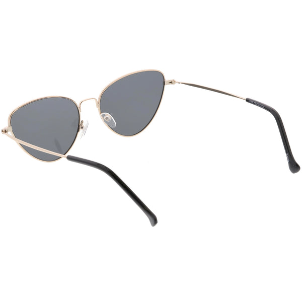 Womens Slim Metal Cat Eye Sunglasses Neutral Colored Flat Lens 54mm Sunglassla 