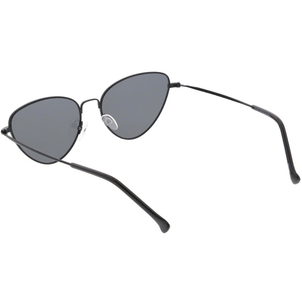Women S Slim Metal Cat Eye Sunglasses Neutral Colored Flat Lens 54mm Sunglass La