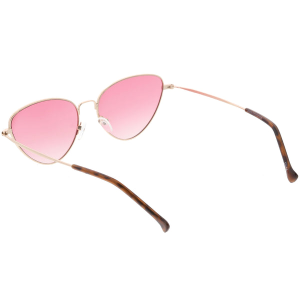 Women S Slim Metal Cat Eye Sunglasses Neutral Colored Flat Lens 54mm Sunglass La