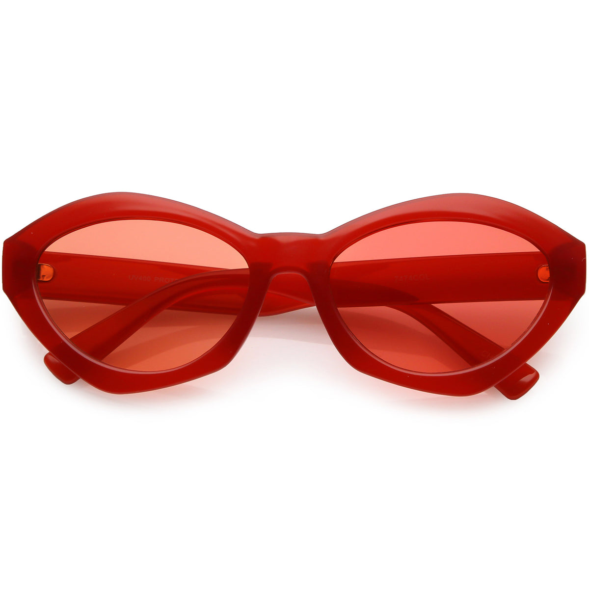 Modern Chunky Mono Colored Cat Eye Sunglasses Oval Flat Lens  display picture 1