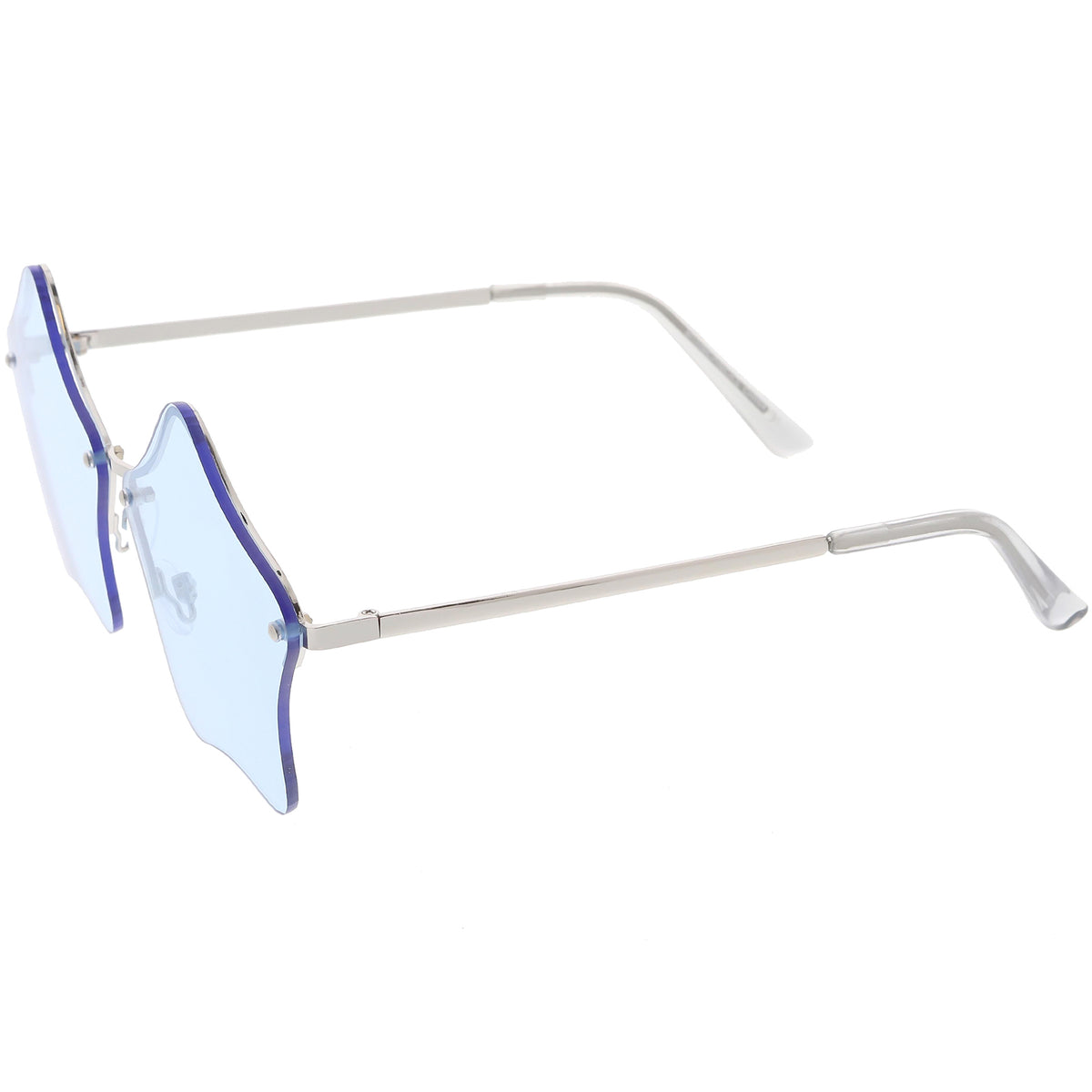 Star Shaped Rimless Sunglasses Metal Frame Color Tinted Lens 55mm Sunglass La