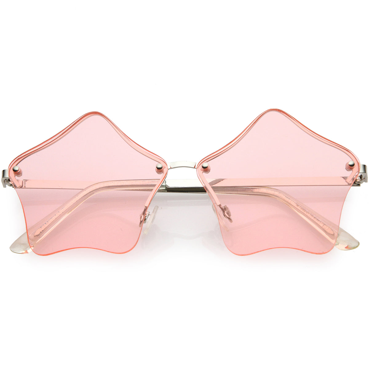 Star Shaped Rimless Sunglasses Metal Frame Color Tinted Lens 55mm Sunglass La