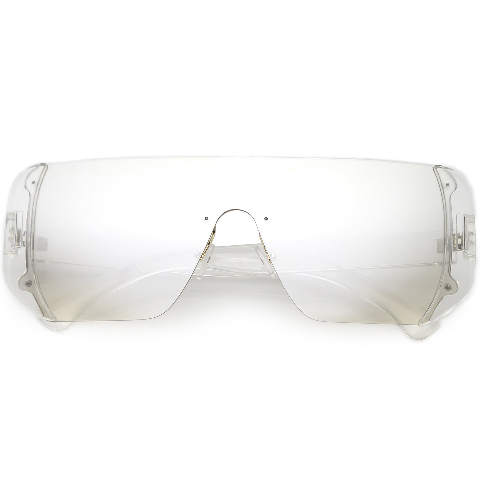 Oversize Rimless Shield Sunglasses Flat Top Mono Block Lens 62mm