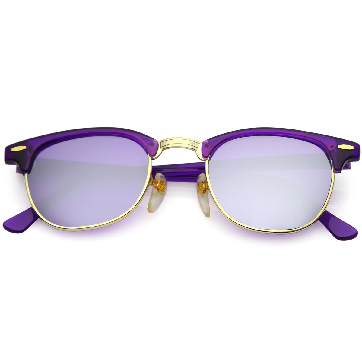 True Vintage Horn Rimmed Semi Rimless Sunglasses Mirrored 