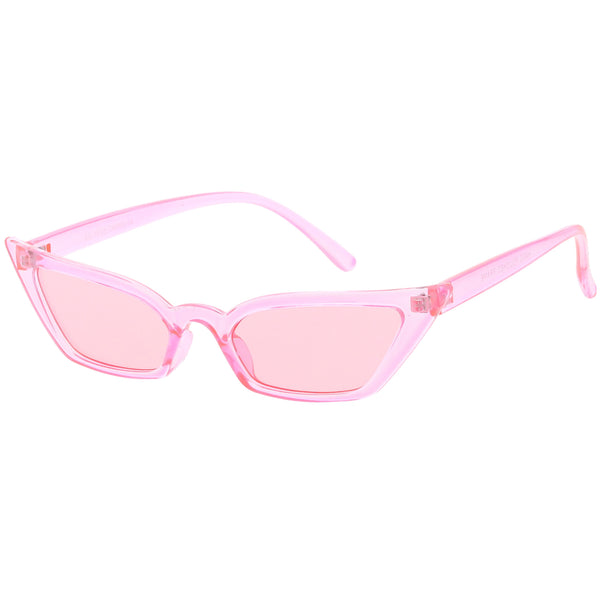 Women's Translucent Thin Extreme Cat Eye Sunglasses Rectangle Lens Sun ...