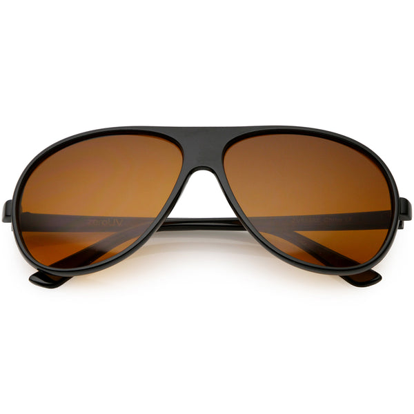 Retro Oversize Flat Top Aviator Sunglasses Blue Blocker Lens 64mm