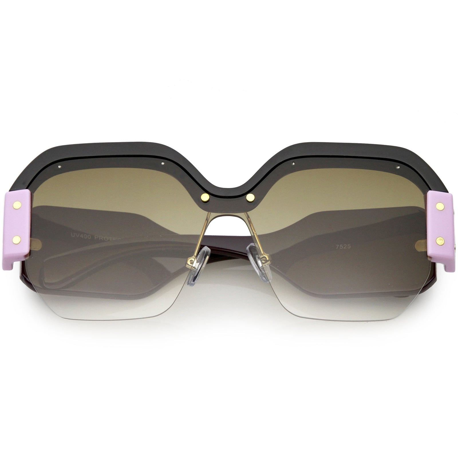Black Rimless square metal sunglasses