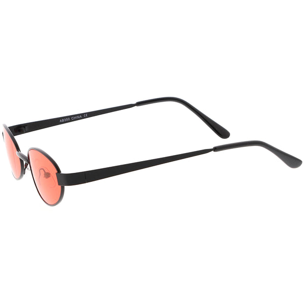 Retro Small Oval Sunglasses Metal Arms Color Tinted Lens 48mm Sunglass La