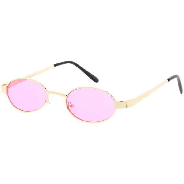 Retro Small Oval Sunglasses Metal Arms Color Tinted Lens 48mm Sunglassla 