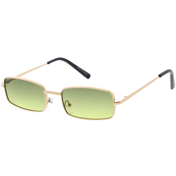 Classic Small Metal Rectangle Sunglasses Neutral Colored Flat Lens 54m Sunglassla 7652