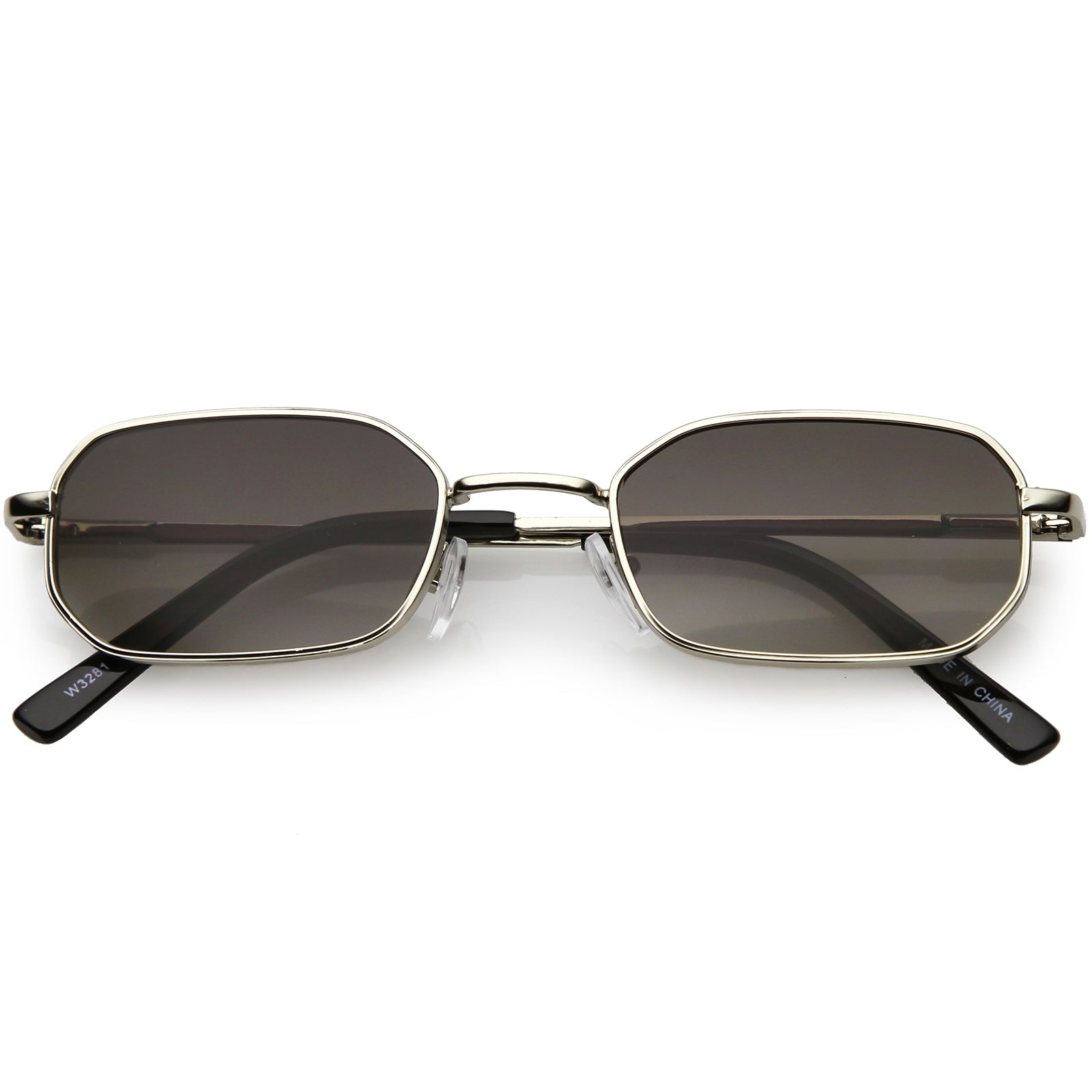 Sunglass La Extreme Small Metal Rectangle Sunglasses Thick Frame Flat Lens 48mm