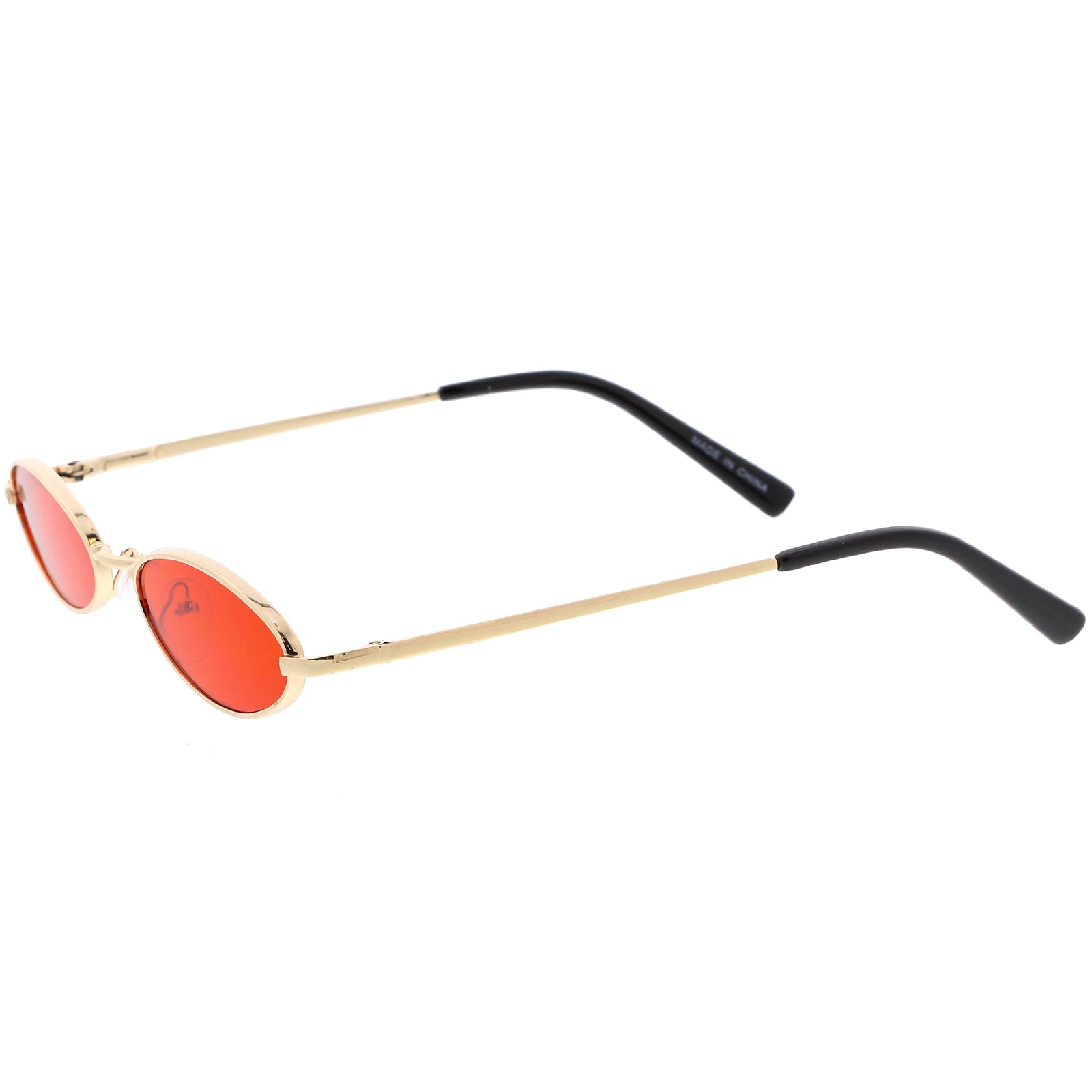 Retro Small Oval Sunglasses Slim Arms Color Tinted Flat Lens 51mm - sunglass .la