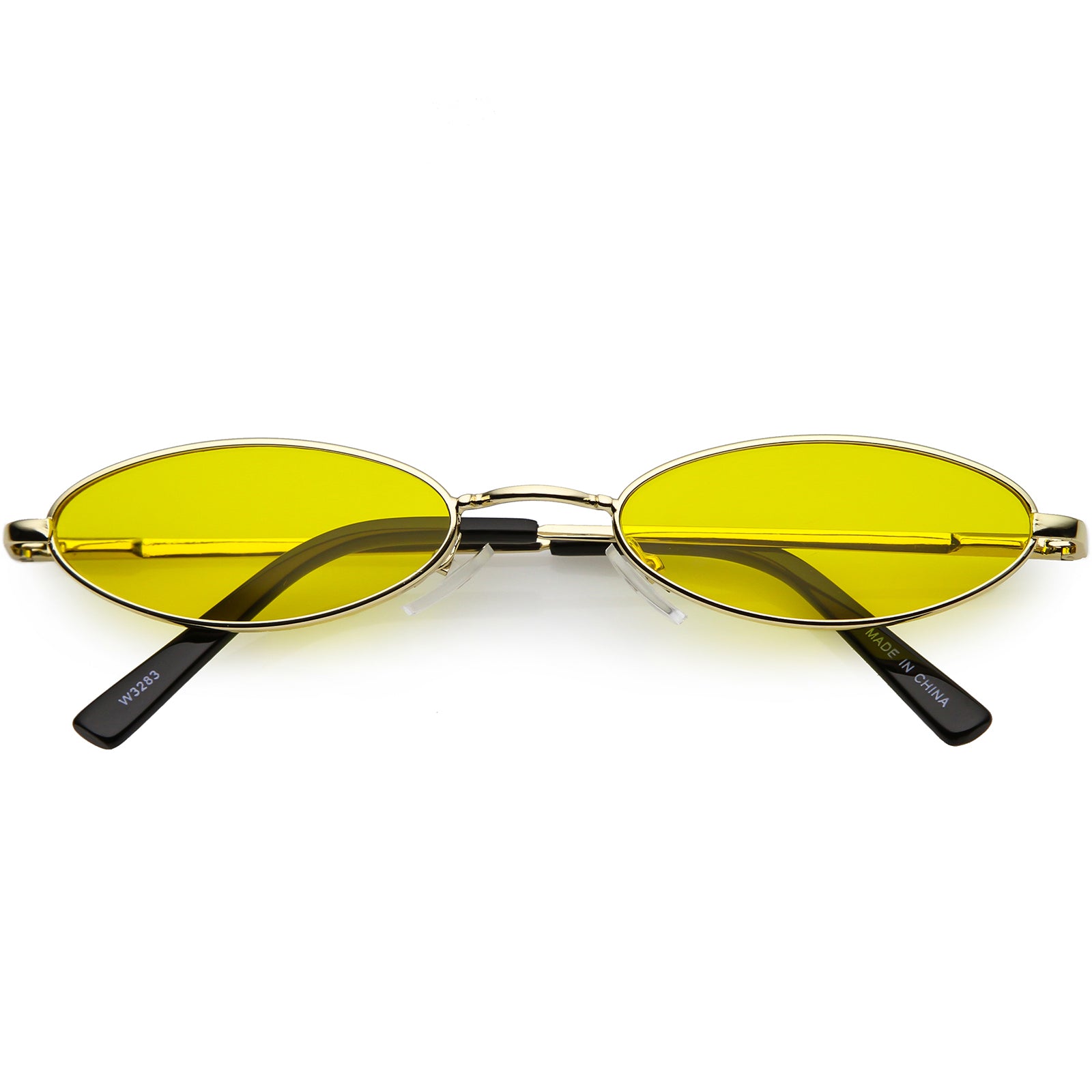 Retro Small Oval Sunglasses Slim Arms Color Tinted Flat Lens 51mm