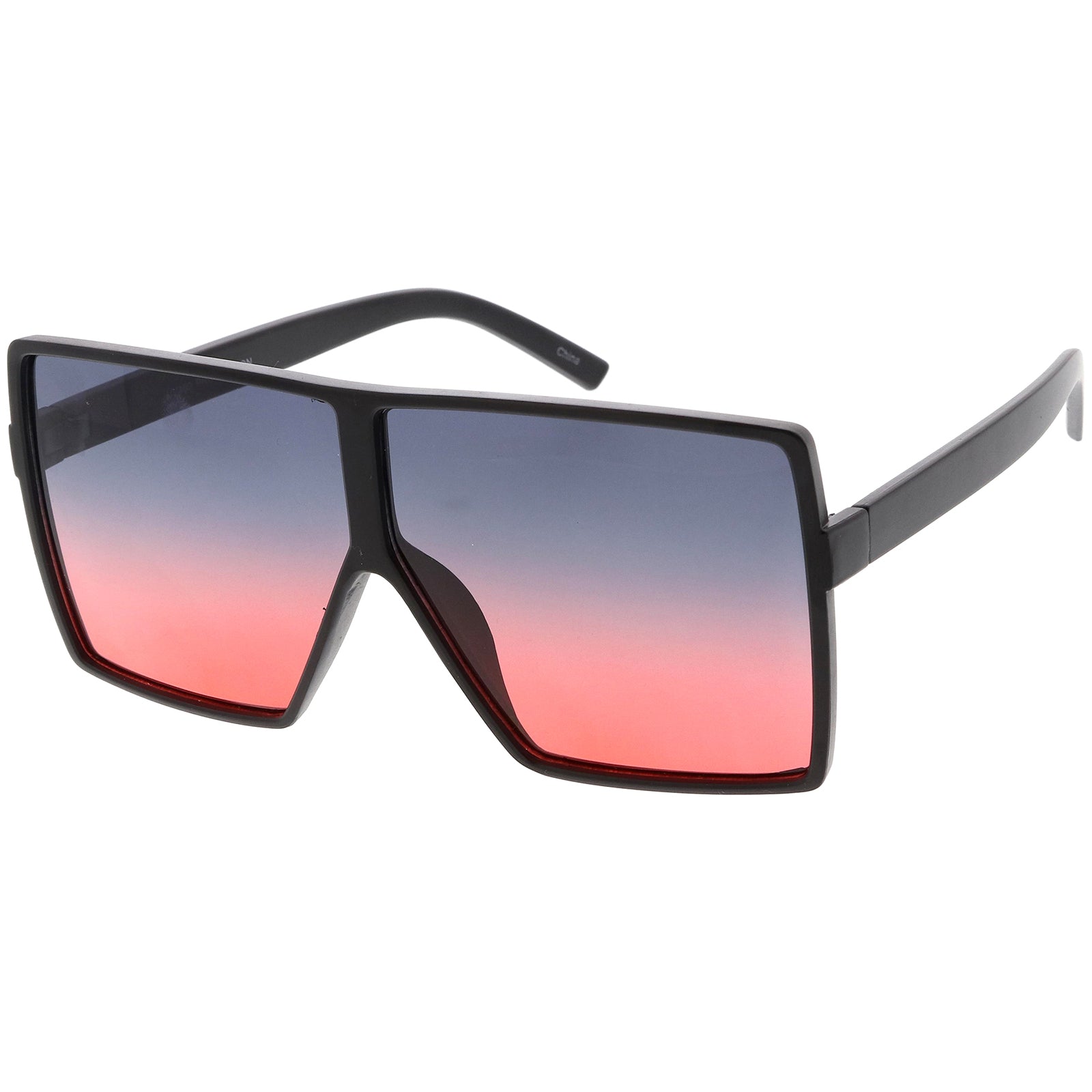 Big Large Oversize Square Sunglasses Flat Top Two Tone Lens 70mm