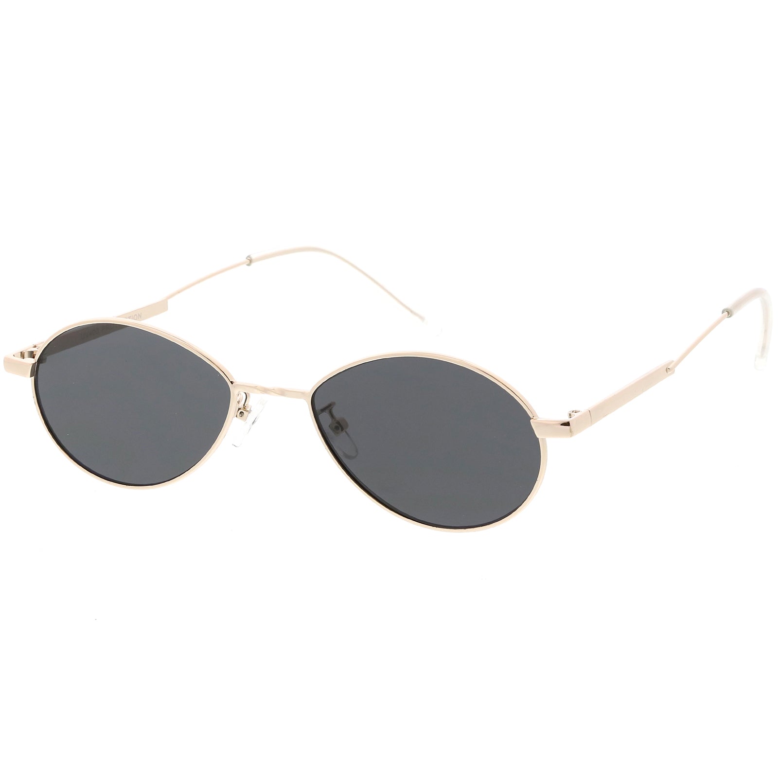 Slim Oval Black & Gold Sunglasses