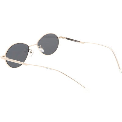 Slim Oval Black & Gold Sunglasses