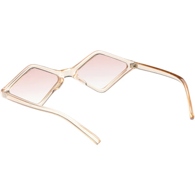 Narrow Rectangle Mod Square Geometric Diamond Cut Arm Sunglasses
