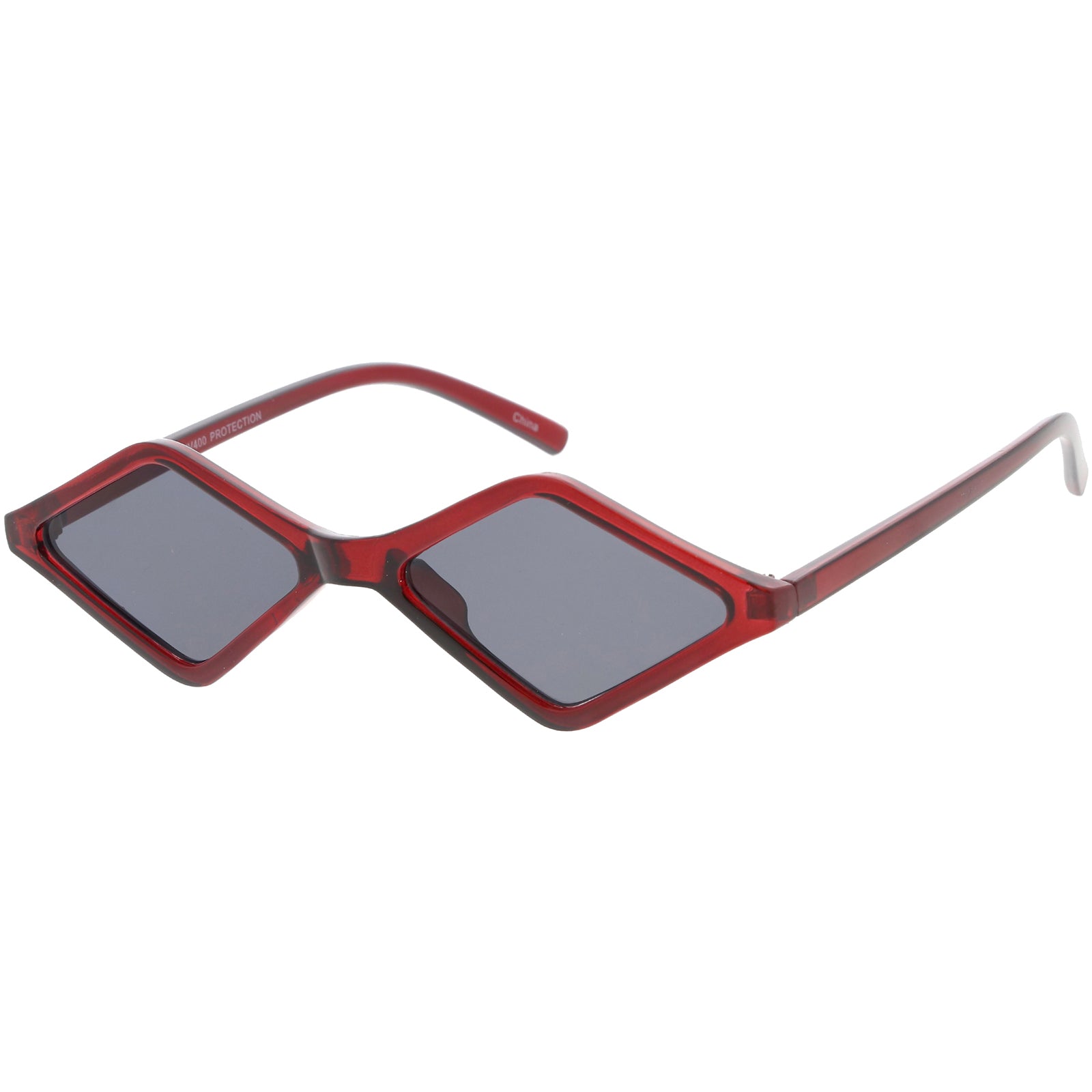 Geometric Diamond Shape Sunglasses Slim Arms Neutral Colored Lens 54mm