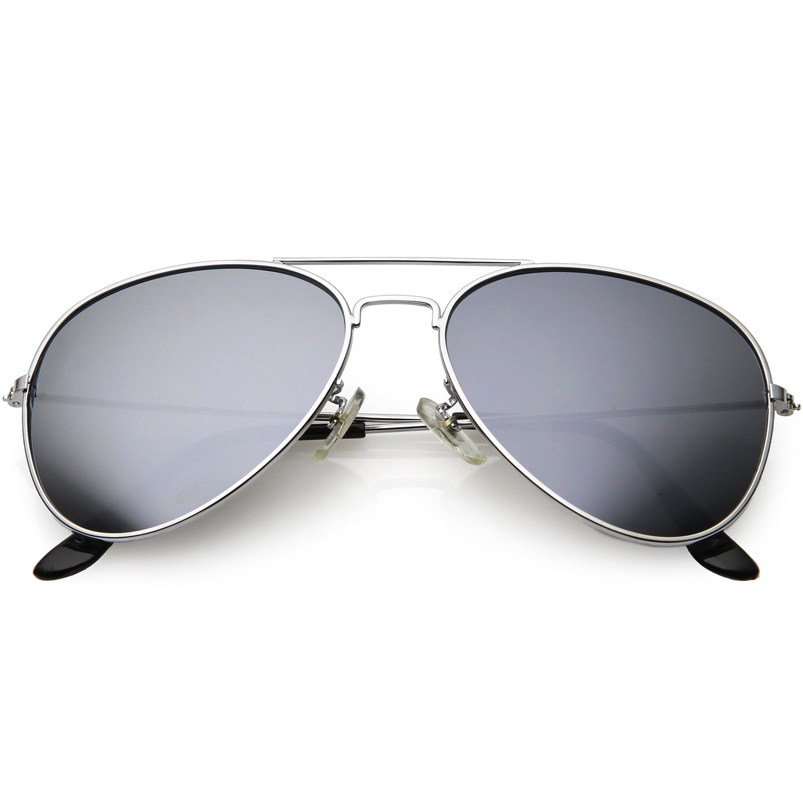 Silver Metal Frame Aviator Sunglasses with Silver Mirror lens