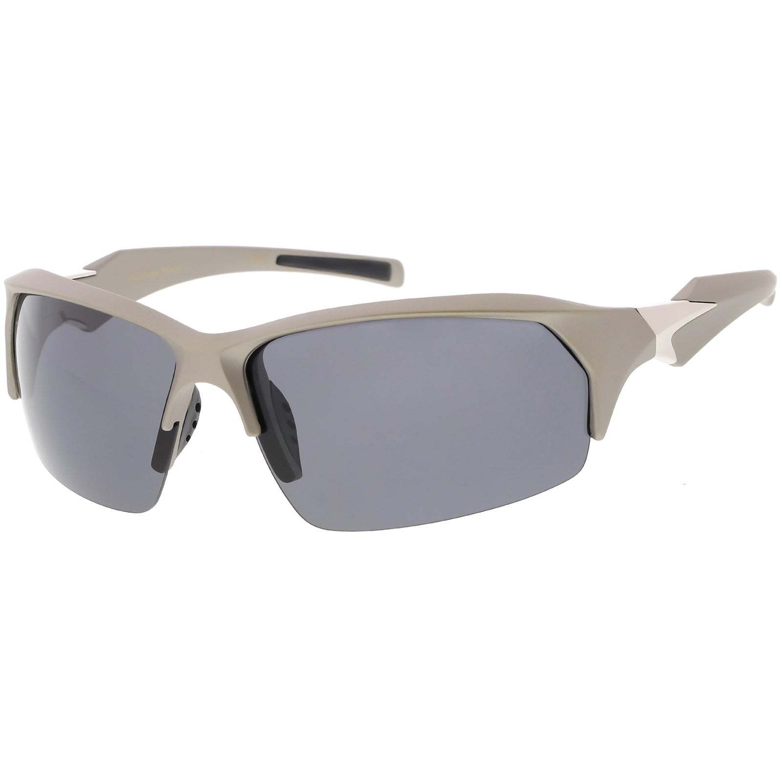 Semi Rimless Wrap Sports Sunglasses Polarized Rectangle Lens 66mm