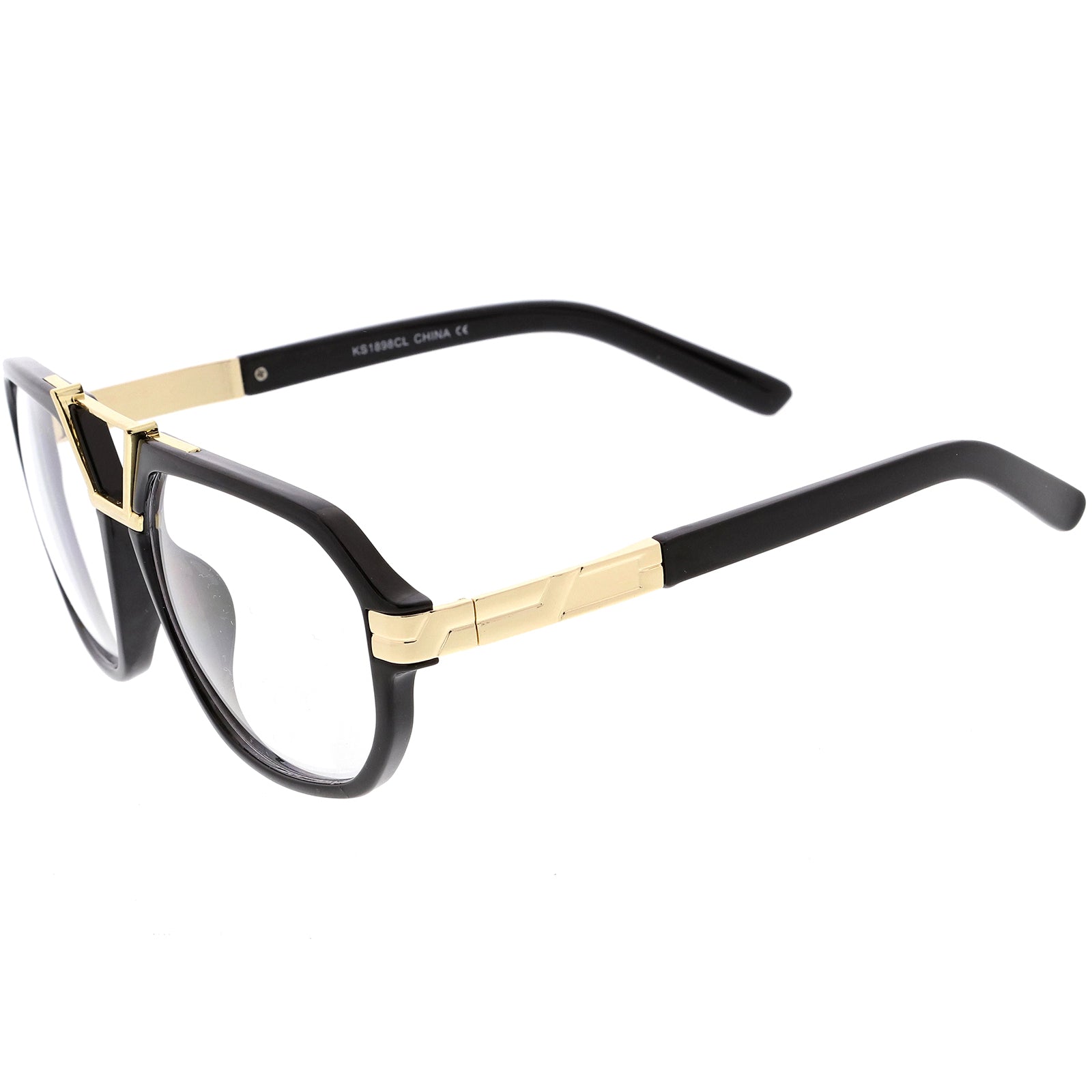 Large Gold Frame Clear Lens Aviators Glasses Wholesale