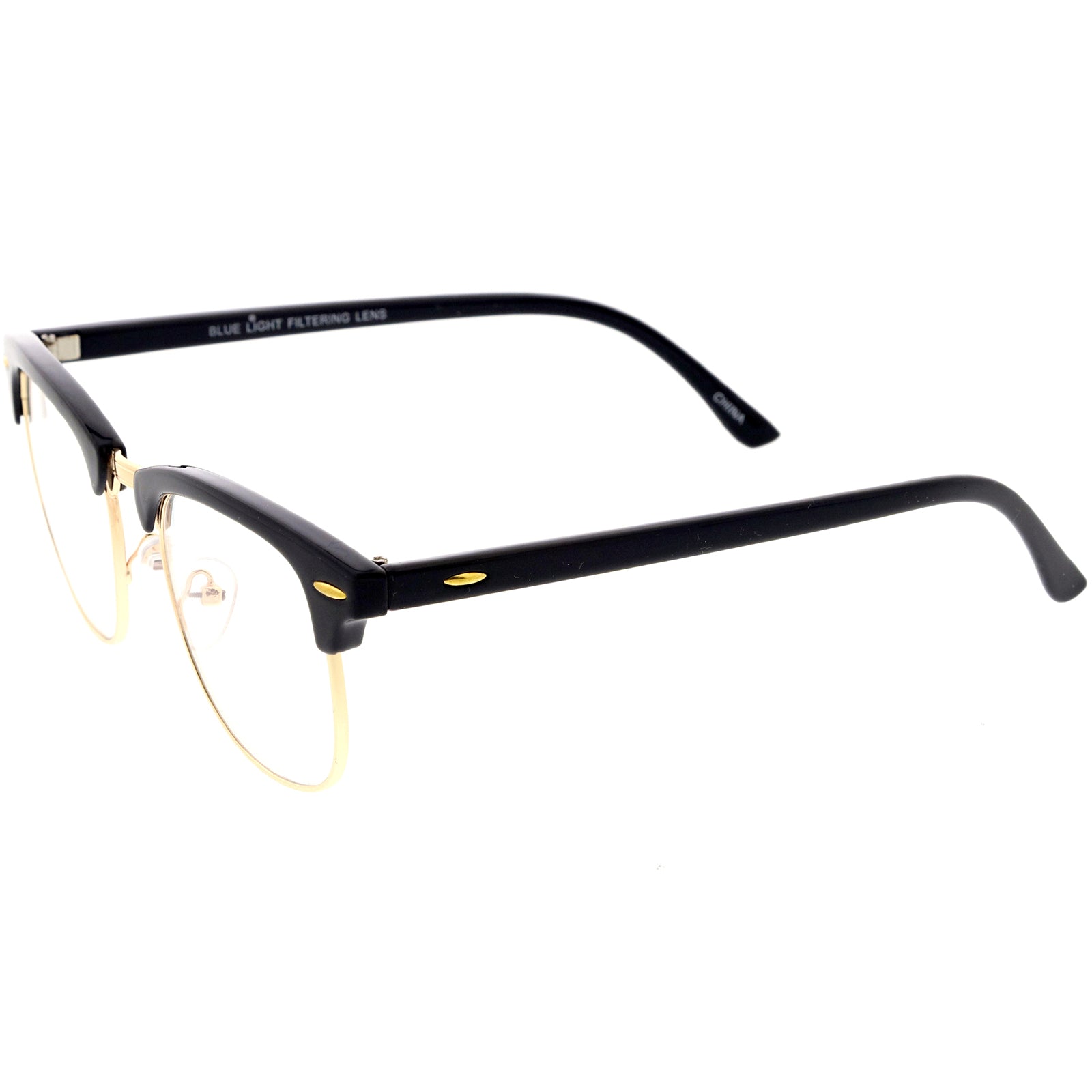 Classic Everyday Browline Two-Tone Half Frame Blue Light Glasses 48mm 