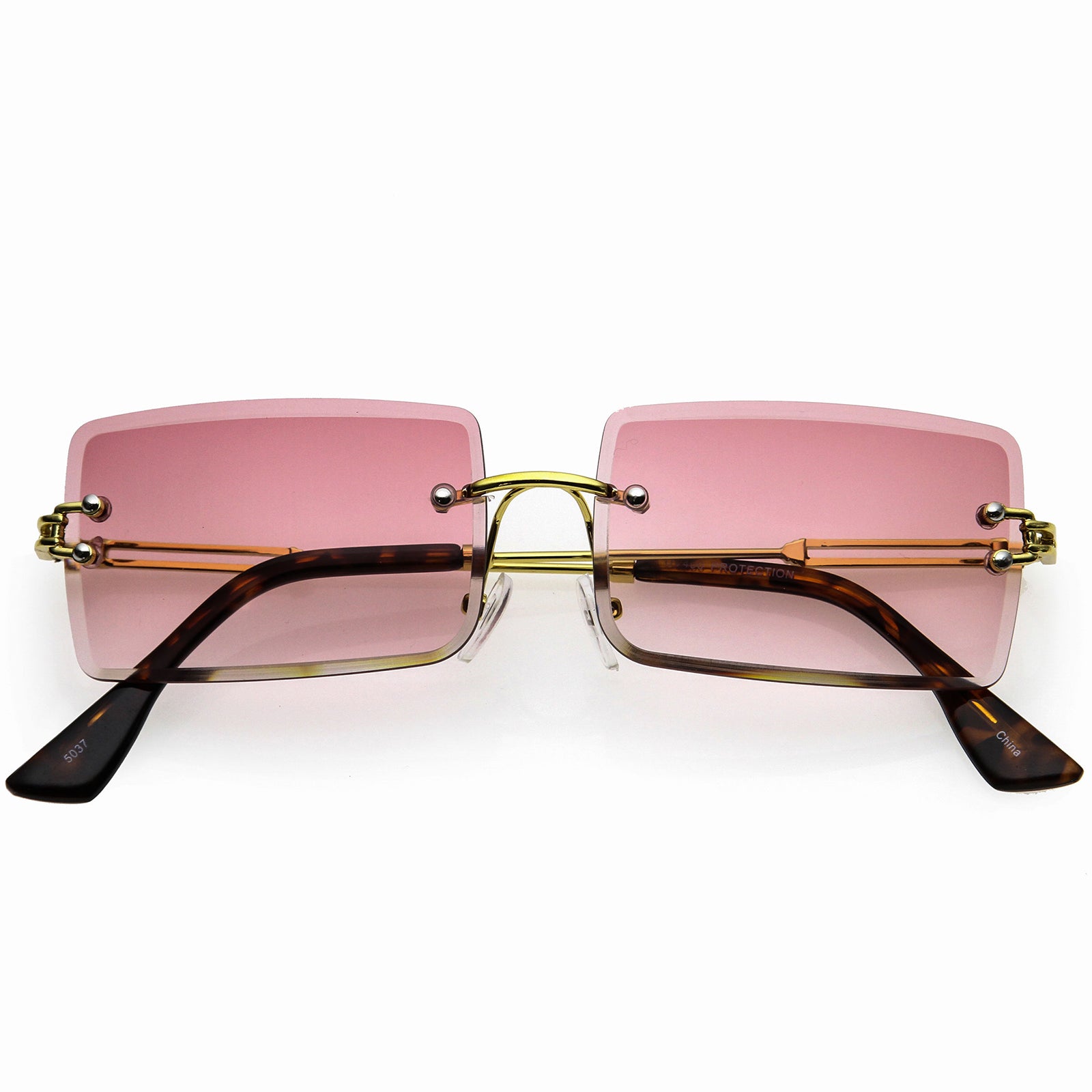 Luxe 90s Inspired Rimless Neutral Lens Medium Square Sunglasses 57mm 