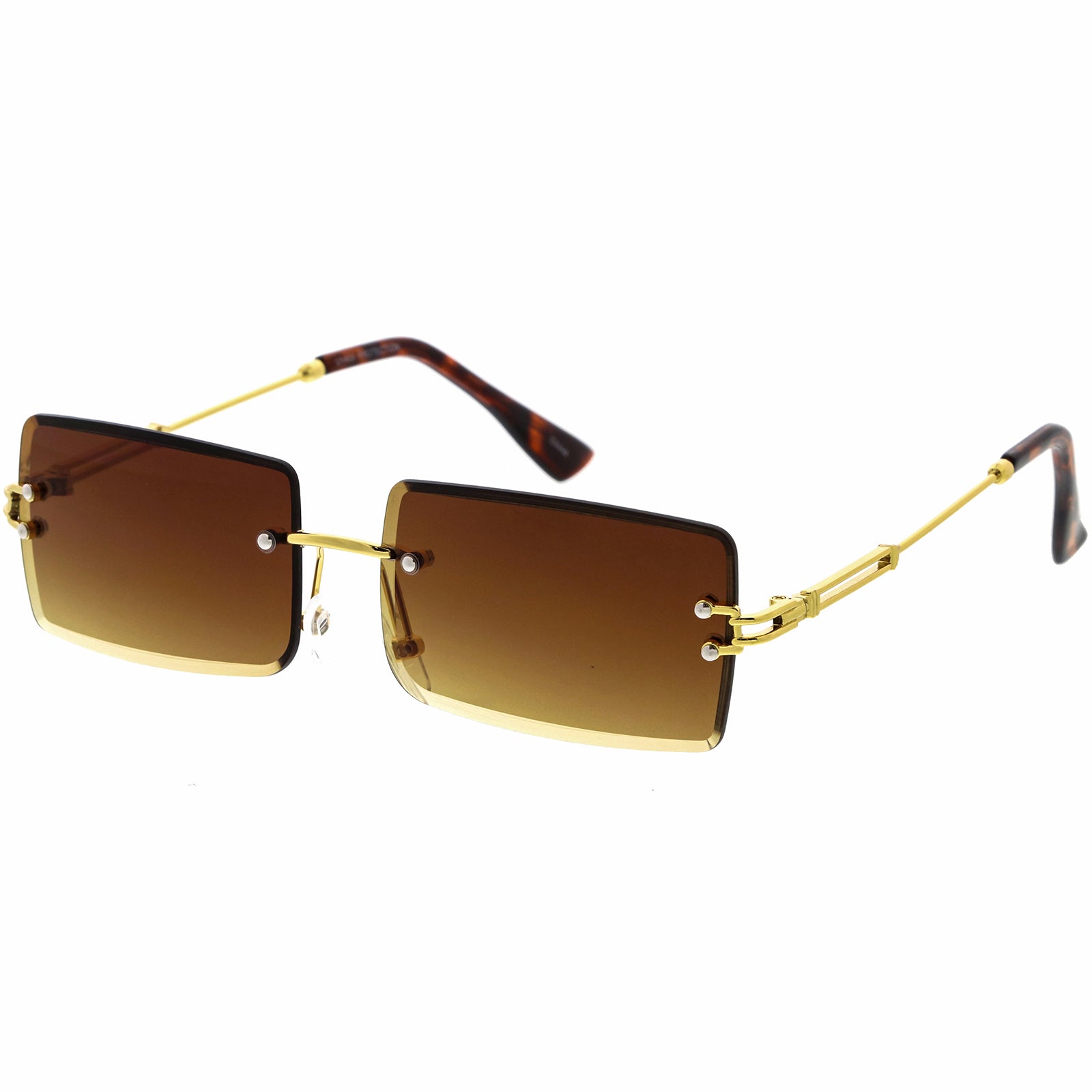 Small Rectangle Slim Rimless Shade Sunglasses Men Women Designer Minimal  Glasses