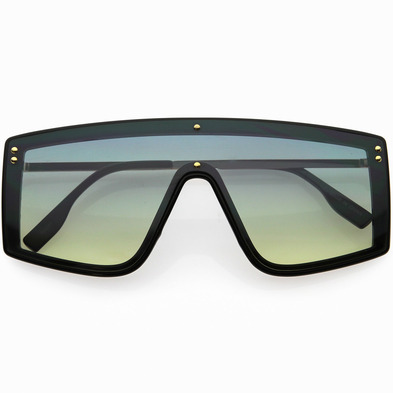 Sleek Oversized Two-Tone Square Shield Sunglasses 74mm 