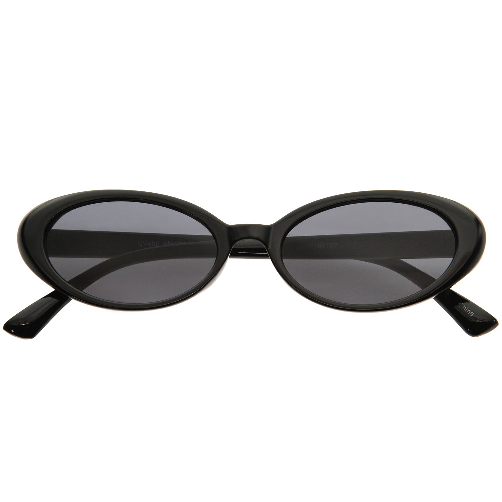 Retro Inspired Oval Shaped 90s Sunglasses 53mm Black Smoke