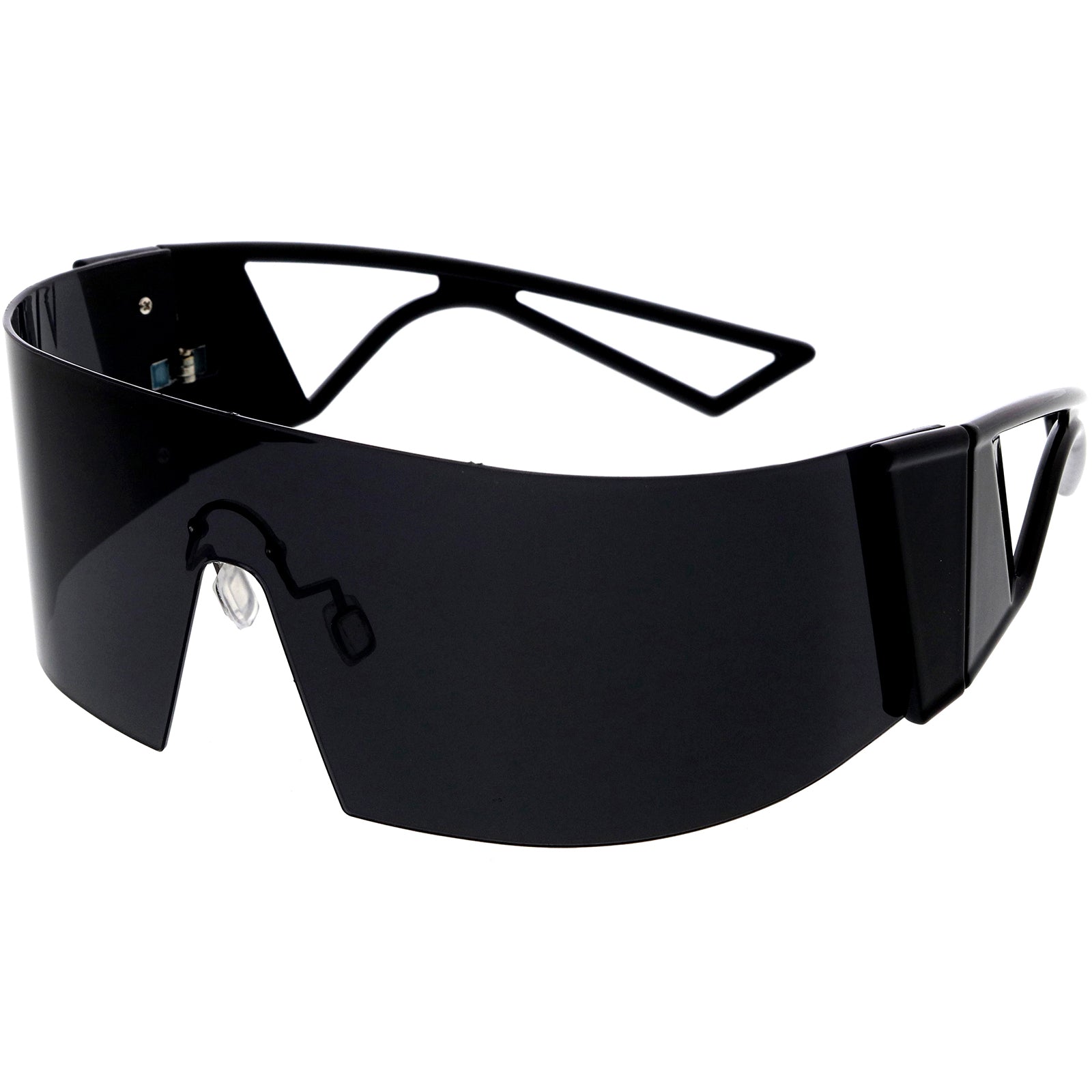 Retro 80s Futuristic Cyclops Cyberpunk Visor Sunglasses 95mm, Black / Smoke