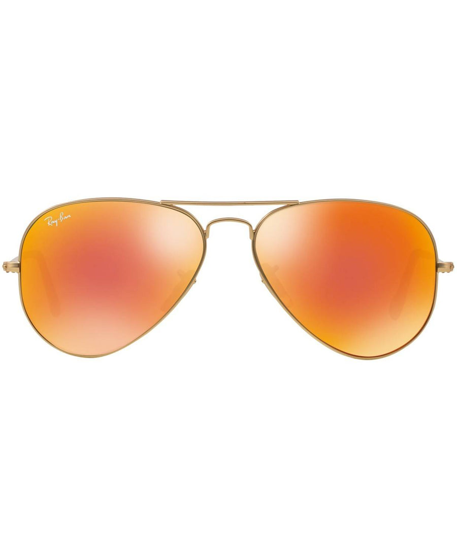 Ray-Ban - ORIGINAL AVIATOR MIRRORED Sunglasses, RB3025 58 (Gold Matte/Orange Mirror)